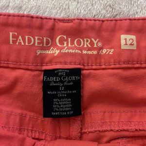 Faded Glory Women’s Denim 5 Pocket Shorts Color Orange Sz 12